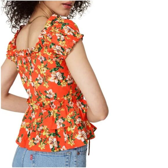 Marissa Webb Magnolia Floral Print Ruffle Blouse - Picture 2 of 7